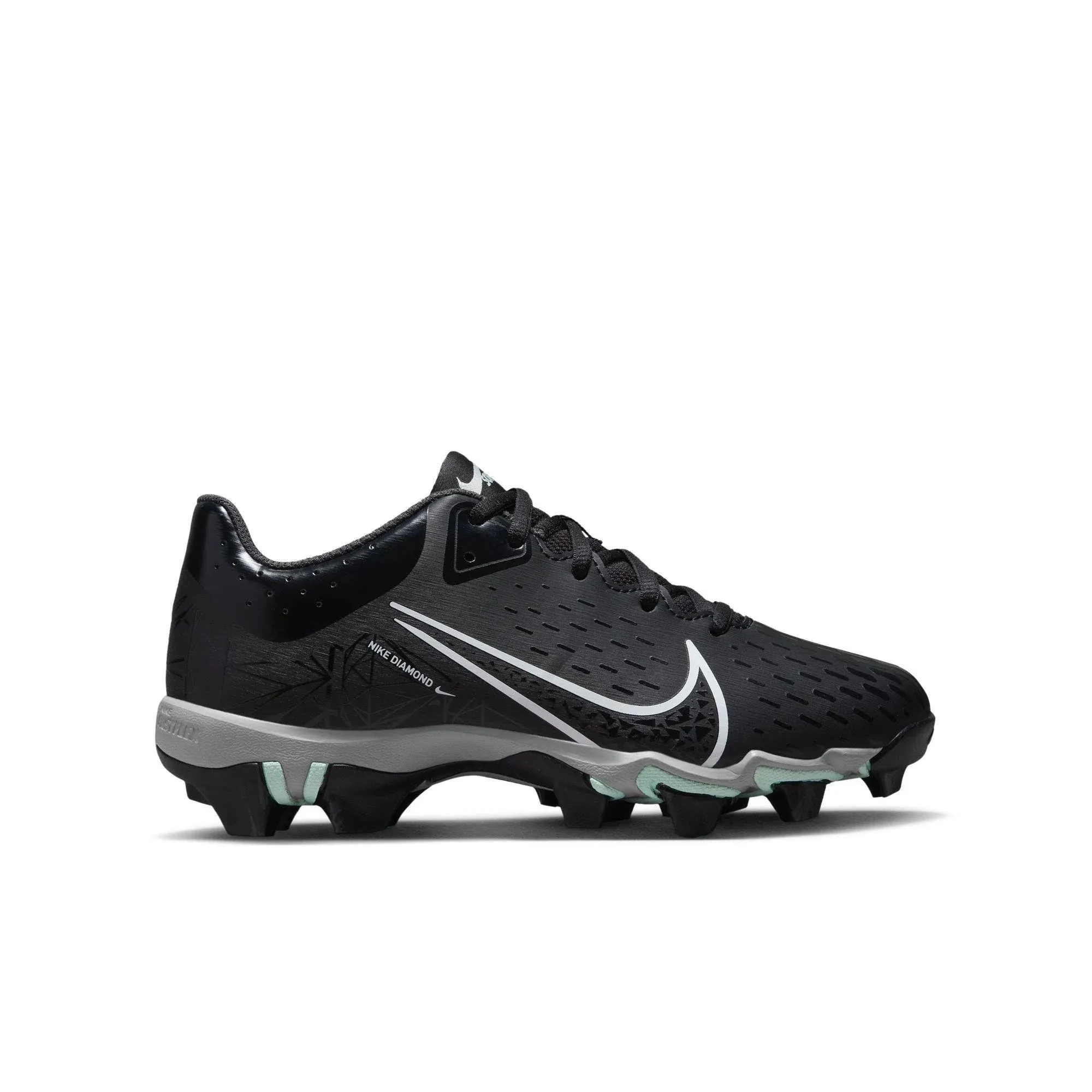 Nike Kids' Hyperdiamond 4 Keystone Softball Cleats, Size 2, Black/White/Cool Grey