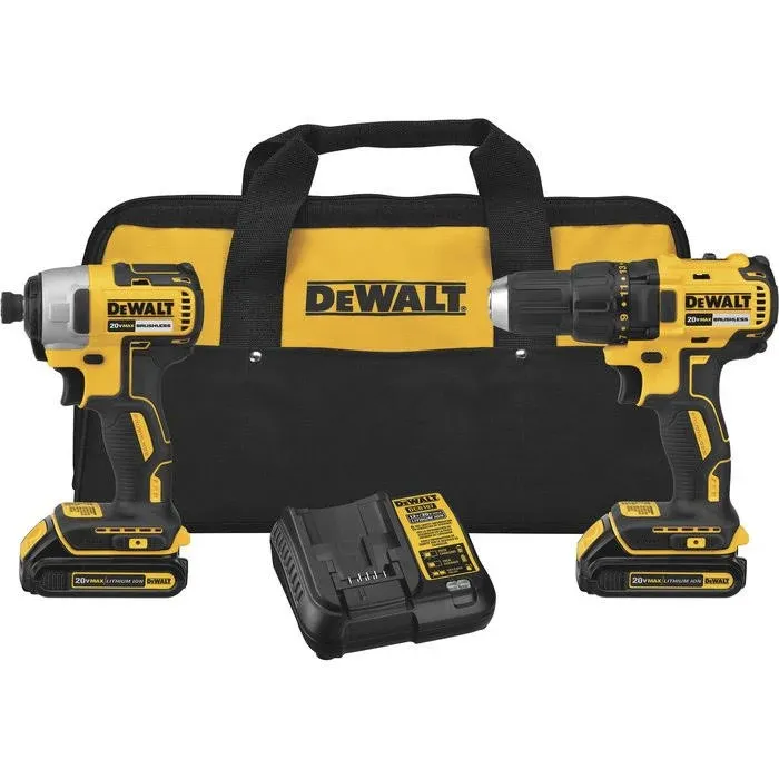 DeWalt 20V MAX Compact Brushless Drill and Impact Combo Kit - 1.5Ah