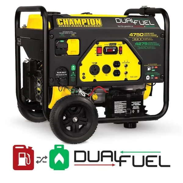 Champion Power Equipment 4750-Watt Electric Start Dual Fuel RV Ready Portable Generator