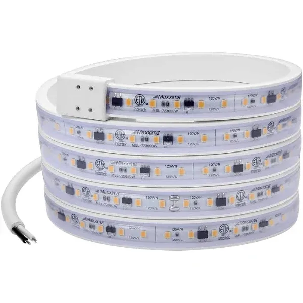 72 in. LED Under Cabinet Strip Light, Hardwired, 2760 Lumens, 3000K Warm White, 120V White Cove Light