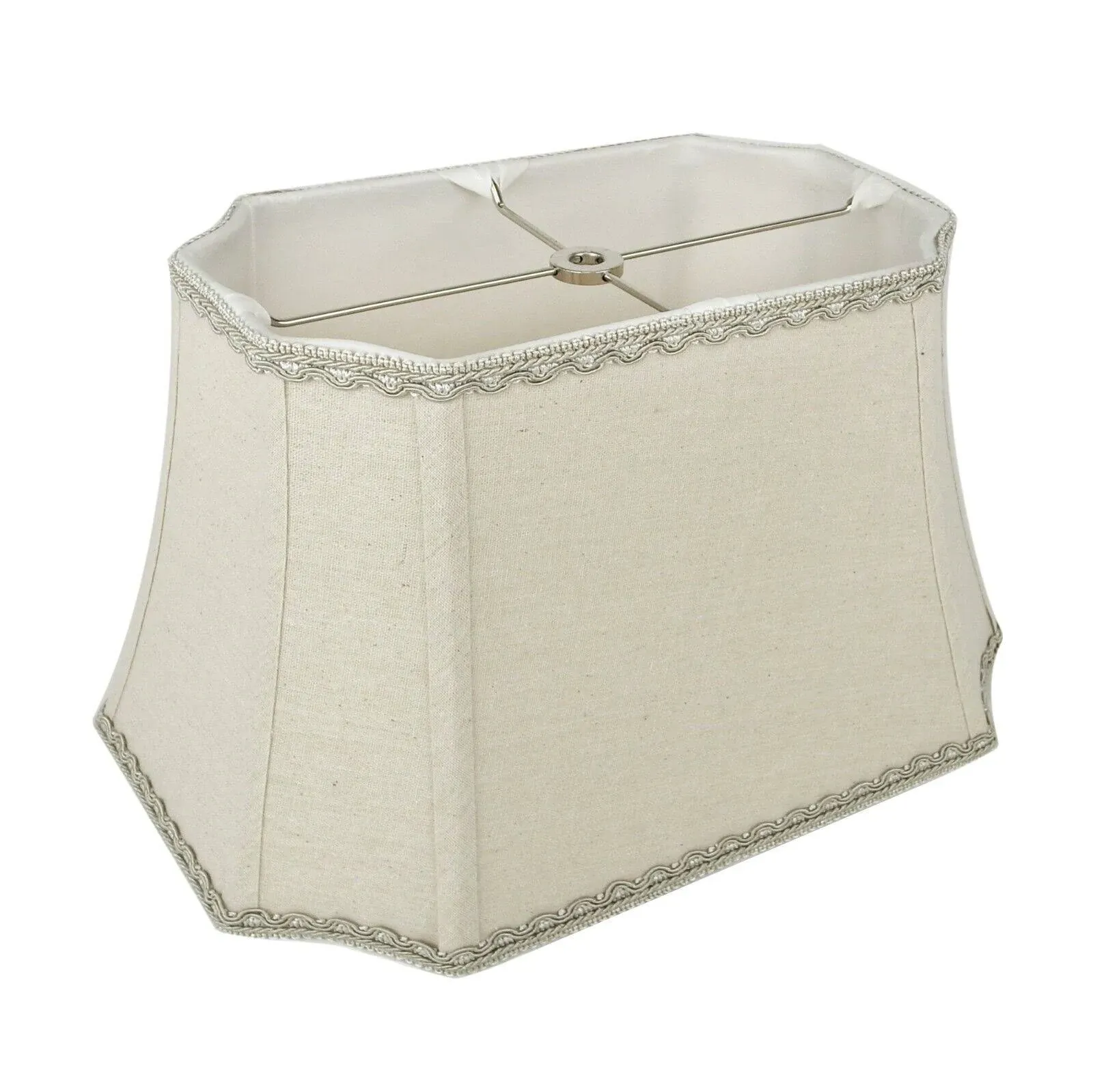 Mestar Decor Bell Rectangle Cut Corner Linen Lampshade with Lace Trim... 