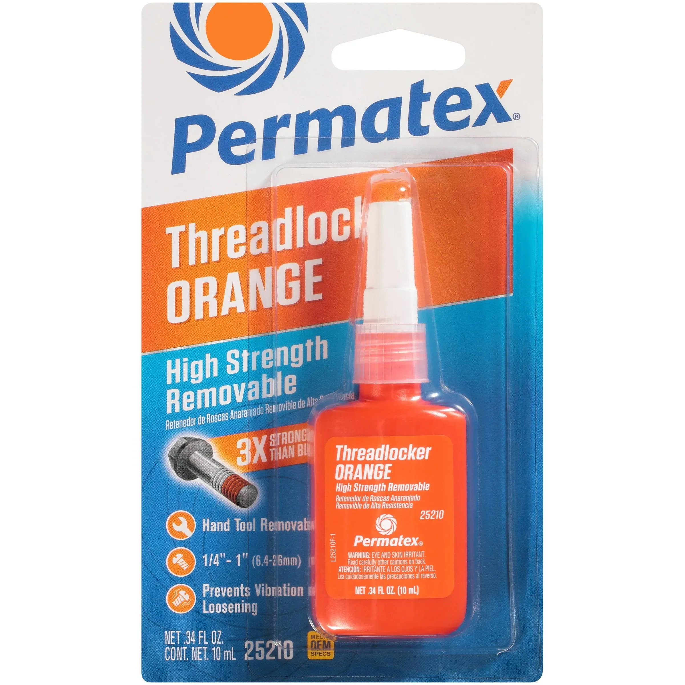 Permatex 25210 High Strength Removable Orange Threadlocker