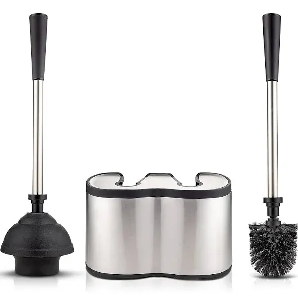 ™ Toilet Brush and Plunger Set - Stainless Steel Plunger and Toilet Brush Com...