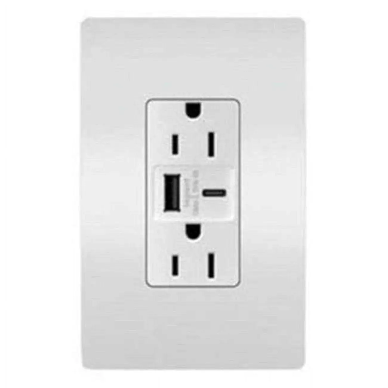 Pass & Seymour Duplex Outlet + USB Charger, Type A/C, White, 6.0A, 15-Amp