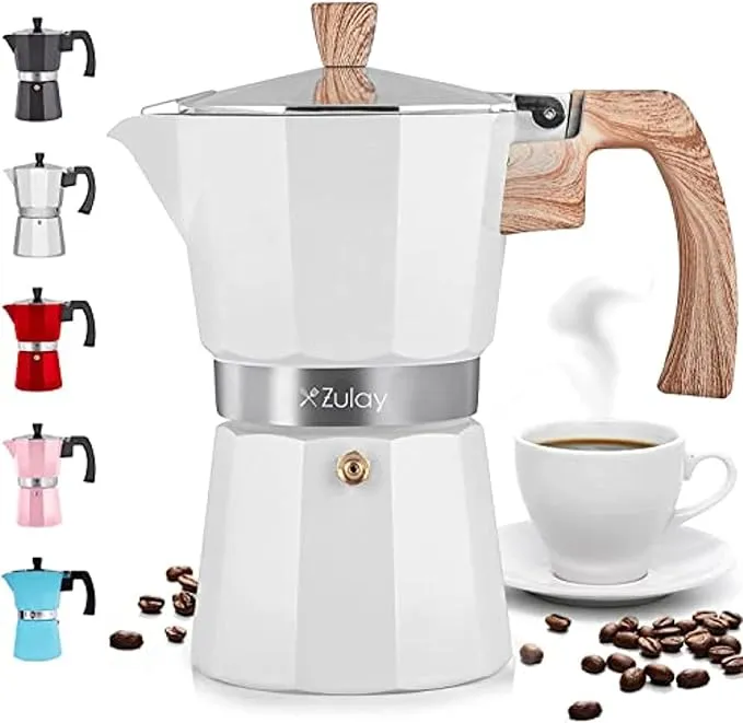 Zulay Kitchen Stovetop Espresso Maker - Moka Pot 6 Espresso Cups - Percolator Coffee Maker for Classic Cuban & Italian Style Espresso - Portable Coffee Maker for Camping & Travel - (American Flag)