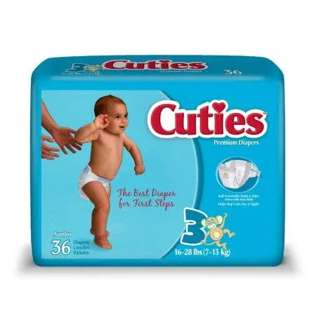 Cuties Baby Diapers, Size 3, 16-28 Lb, Box Of 36