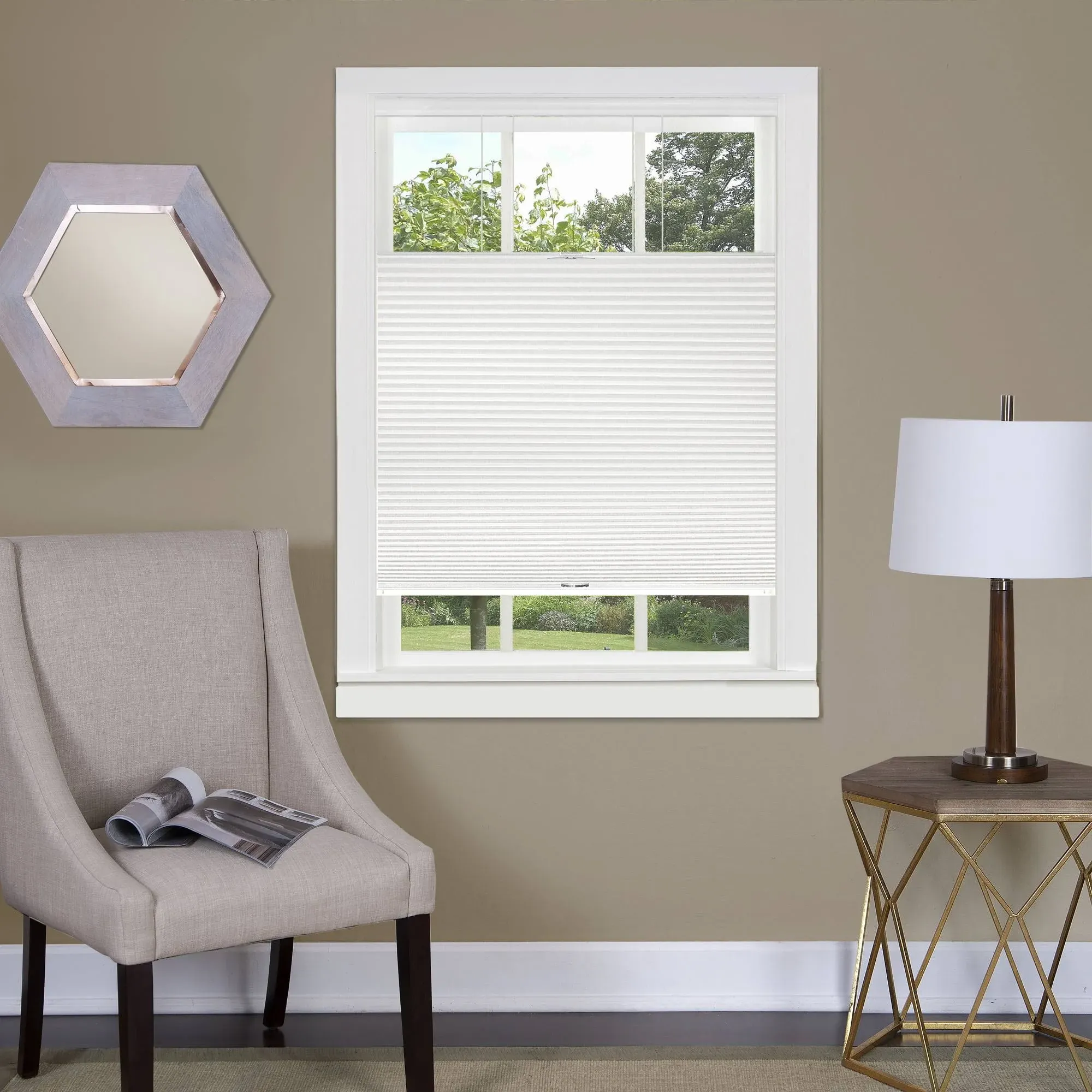 Achim Top Down Bottom Up Indoor Cordless White Polyester Light Filtering Window Cellular Shade, 64" L x 31" W