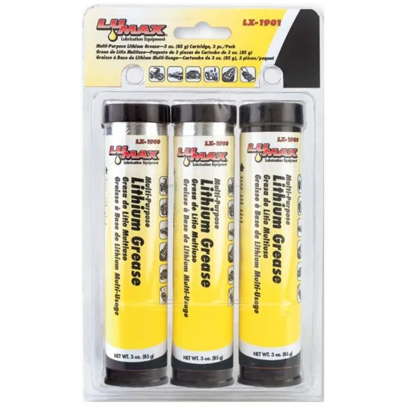 Multi-Purpose Lithium Grease, 3 oz. Cartridge, 3 pcs./Pk., Yellow