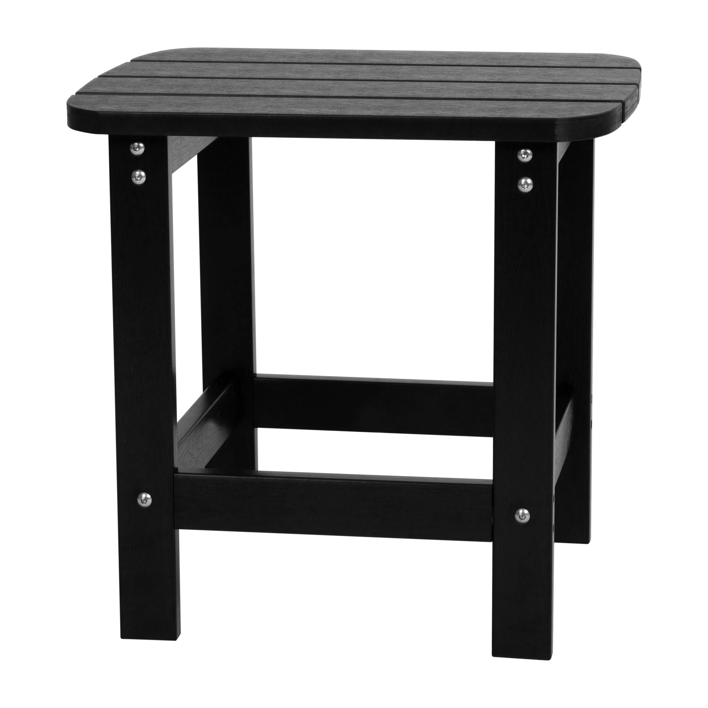 Flash Furniture Charlestown All-Weather Poly Resin Wood Adirondack Side Table in Black