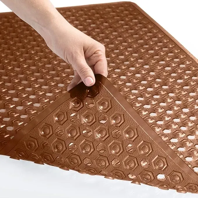 The Original Gorilla Grip Patented Shower and Bathtub Mat, 35x16, Long Bath Tub Floor Mats with Suction Cups and Drainage Holes, Machine Washable and Soft on Feet, Bathroom and Spa Accessories, Brown