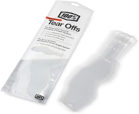 100% PERCENT BRAND GEN 2 GOGGLE TEAR-OFFS 20 PACK RACECRAFT 2 ACCURI 2 STRATA 2 