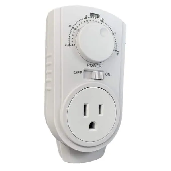 Plug In Thermostat for Portable Heaters and Air Conditioners with Analog Control