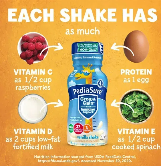 PediaSure Grow & Gain With Immune Support Shake, Vanilla (8 fl oz, 6 ct)