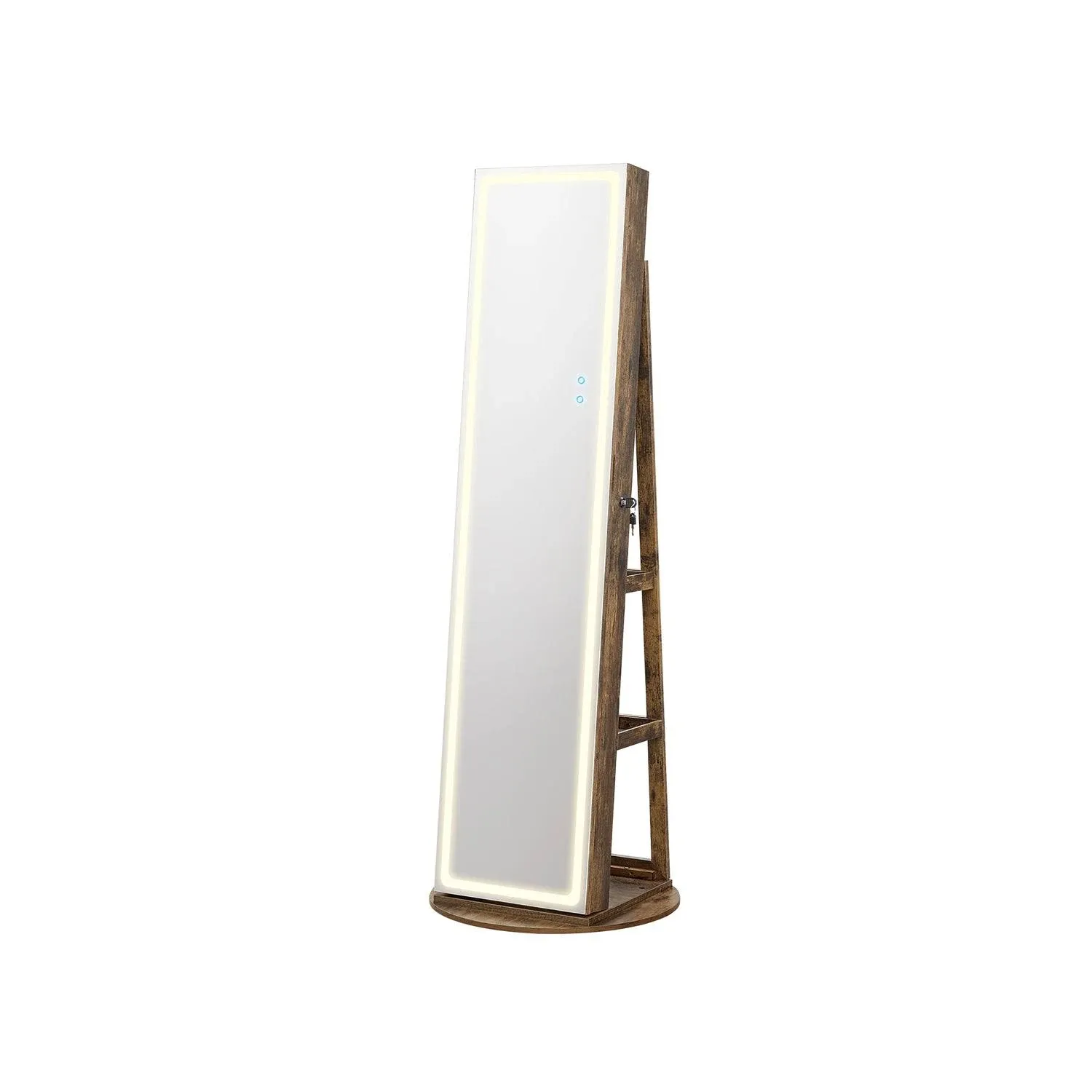 LED Mirror Jewelry Cabinet | SONGMICS Rustic Brown