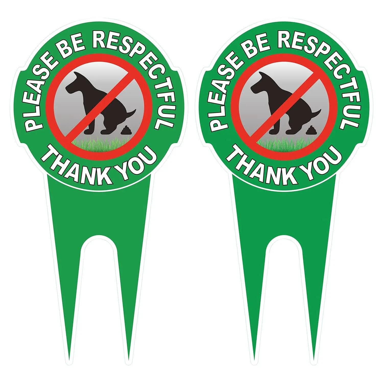 HEIOKEY 2 Pack No Poop Dog Sign With Stake 12&#034; x x 6&#034;, 2 x 6&#034; 