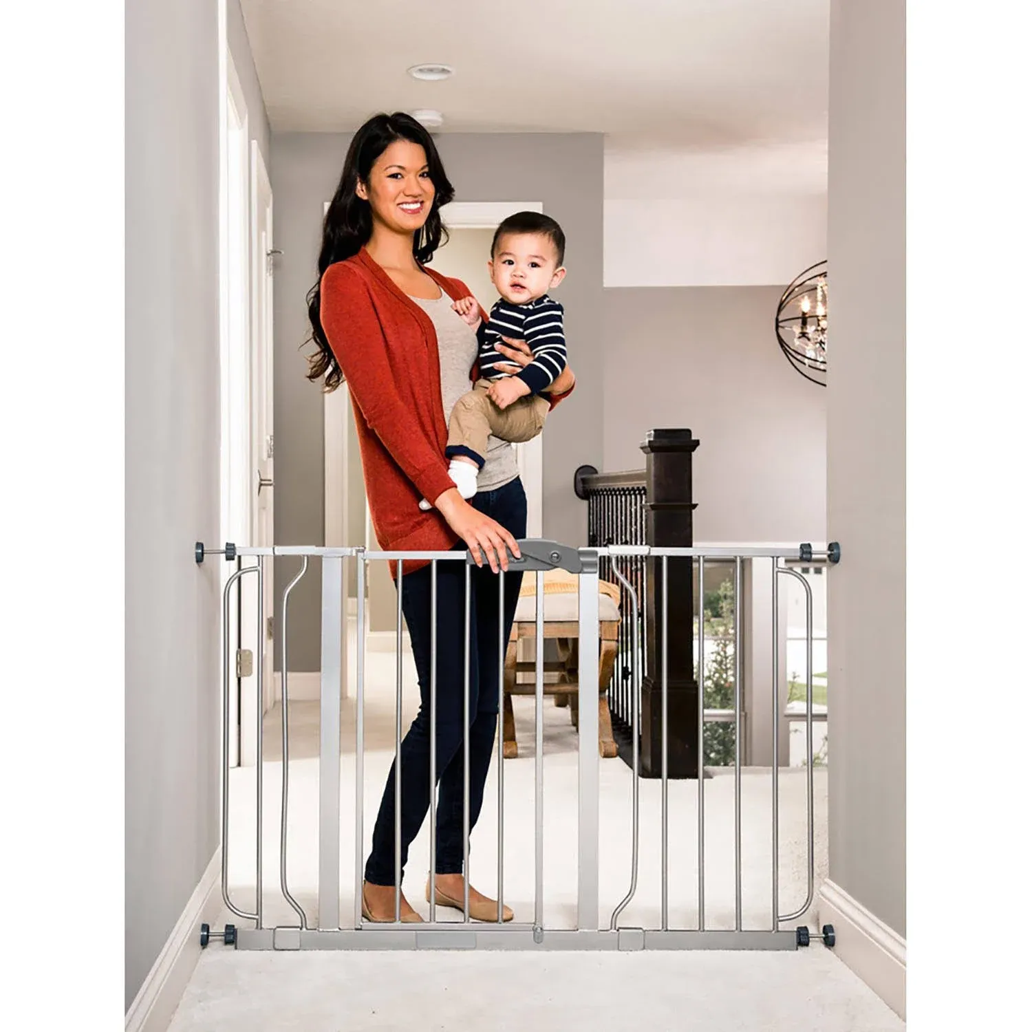 Regalo 51 inch Easy Step Extra Wide Walk Thru Baby and Pet Safety Gate, Platinum