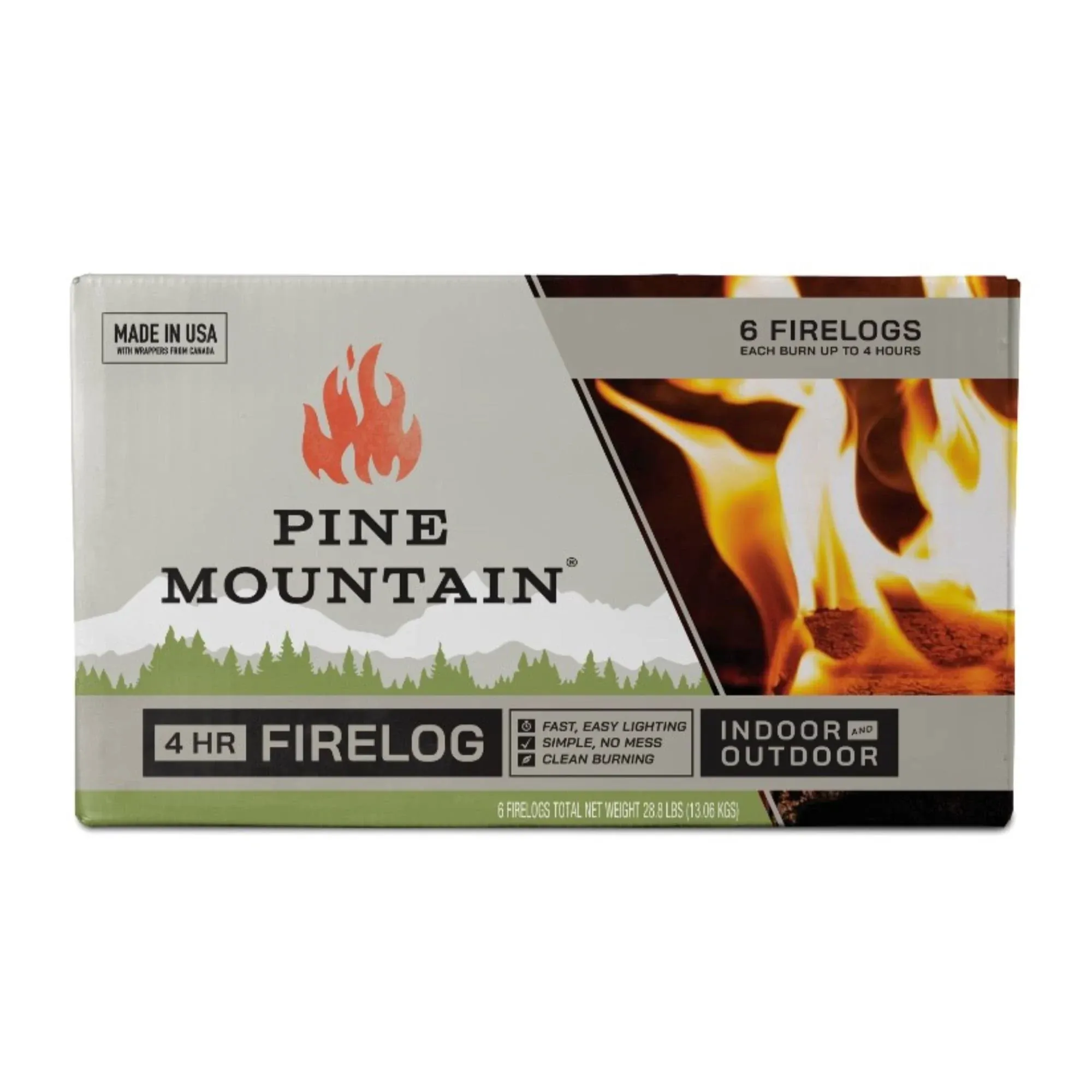 Pine Mountain Traditional 4-Hour Firelog, 6 Logs Long Burning Firelog for Campfire, Fireplace, Fire Pit, Indoor and Outdoor UsePine Mountain Traditional 4-Hour Firelog, 6 Logs Long Burning Firelog for Campfire, Fireplace, Fire Pit, Indoor and Outdoor Use