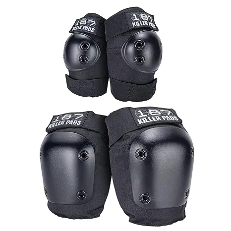 187 Killer Pads Joelheiras, Cotoveleiras Combo Pack, Preto, Grande / X- Grande