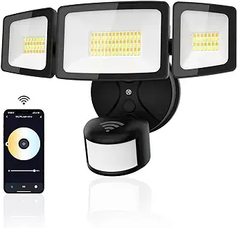 Onforu 55W 5500LM, 2500k-6500k Smart LED Security Lights Motion Sensor Light Outdoor BD61, Black, App/WiFi Alexa Control, IP65