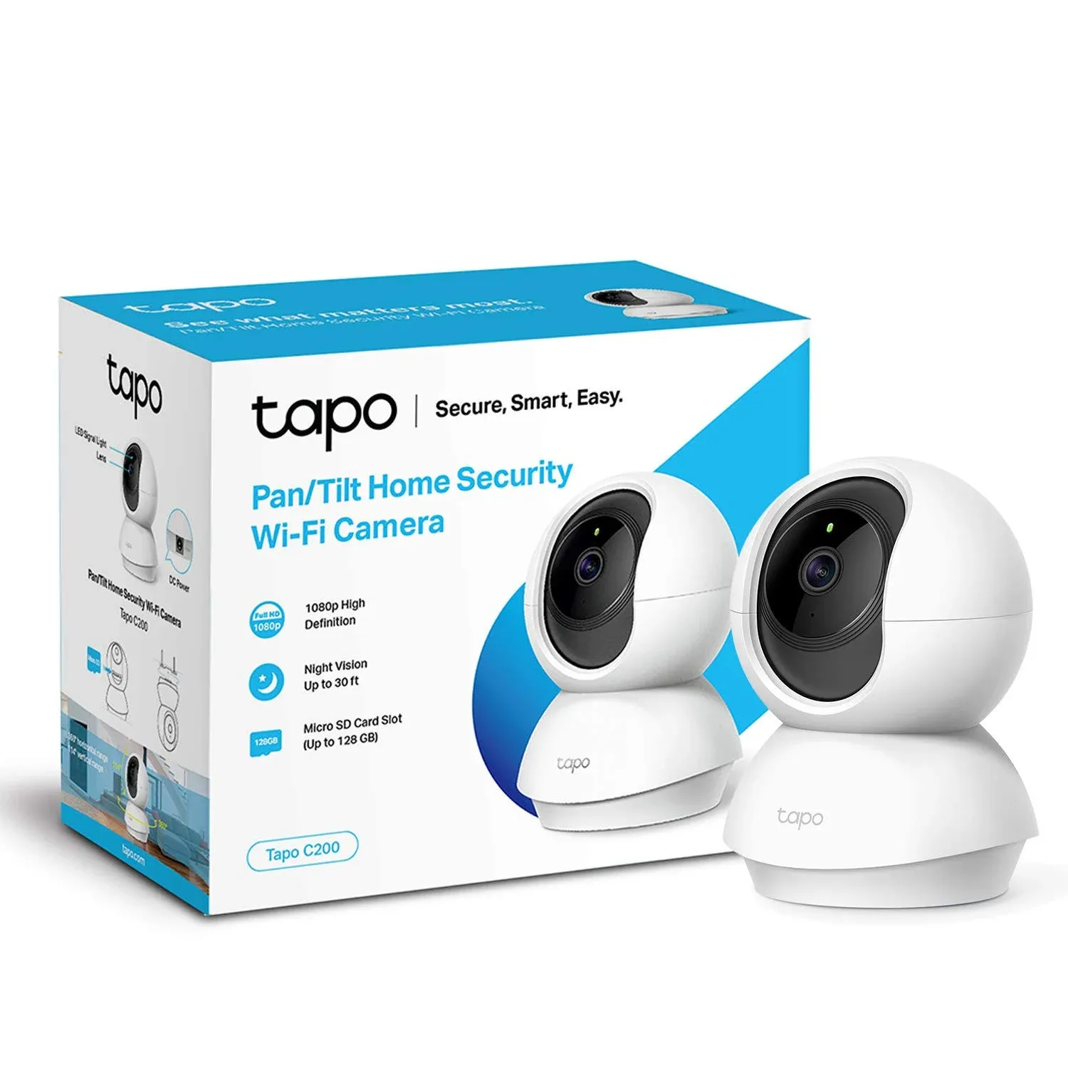 Smart Security Camera, Indoor CCTV, 360° Rotational Views (C200)