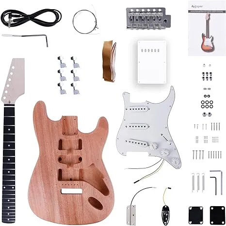 Leo Jaymz DIY TL Style Electric Guitar Kits with Mahogany Body and Maple Neck - Maple Fingerboard and All Components Included