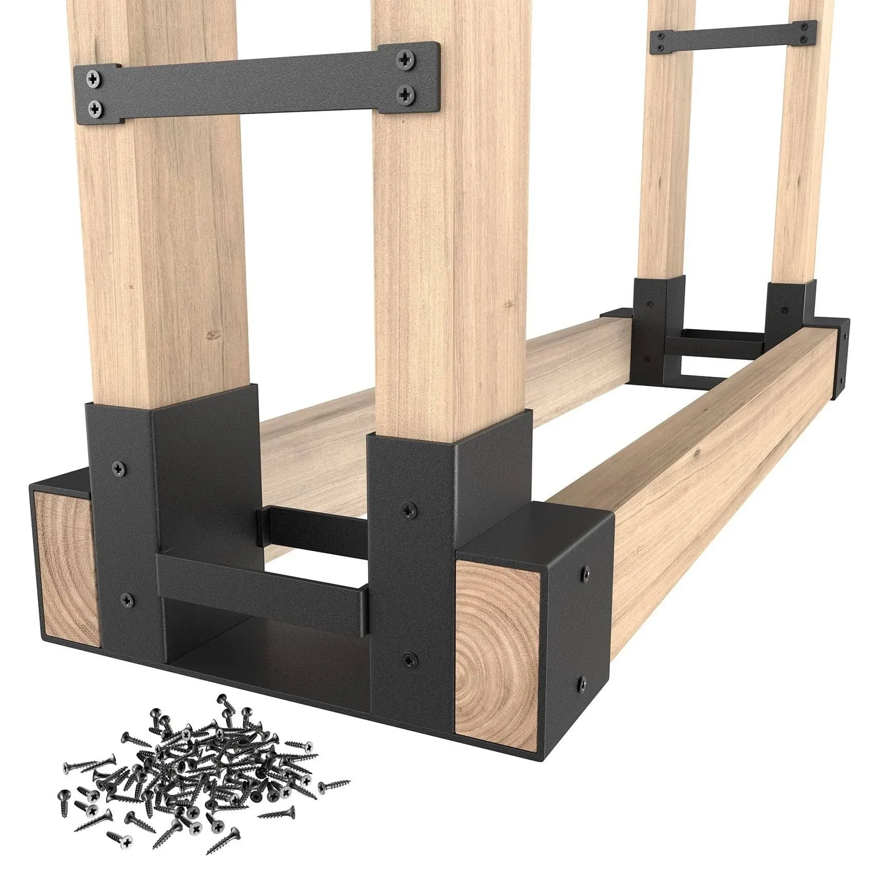 Outdoor Firewood Rack Brackets Kit for Fire Wood Pile Storage Adjustable Log