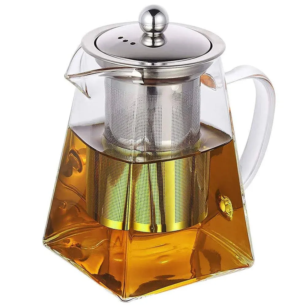 Glass Teapot with Infuser, Clear Tea Pot Stovetop Safe Blooming and Loose Leaf Tea Maker 400ML (400ml)