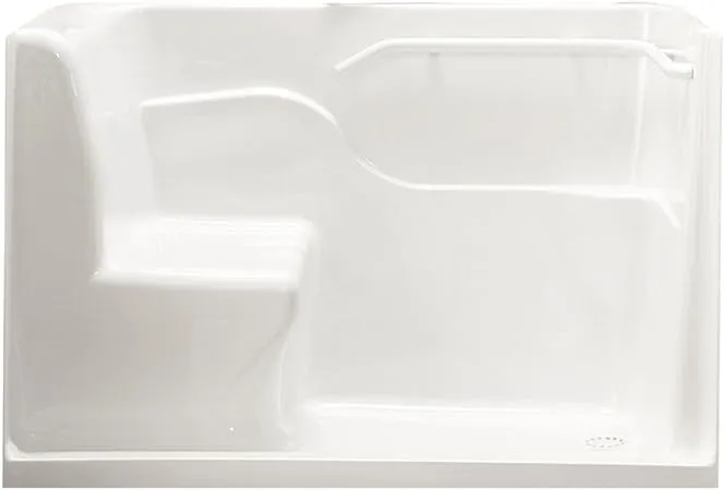 Seated Safety Shower: American Std, 30 in x 59 1/2 in Base Size, 1/2 in Connection Size, Acrylic