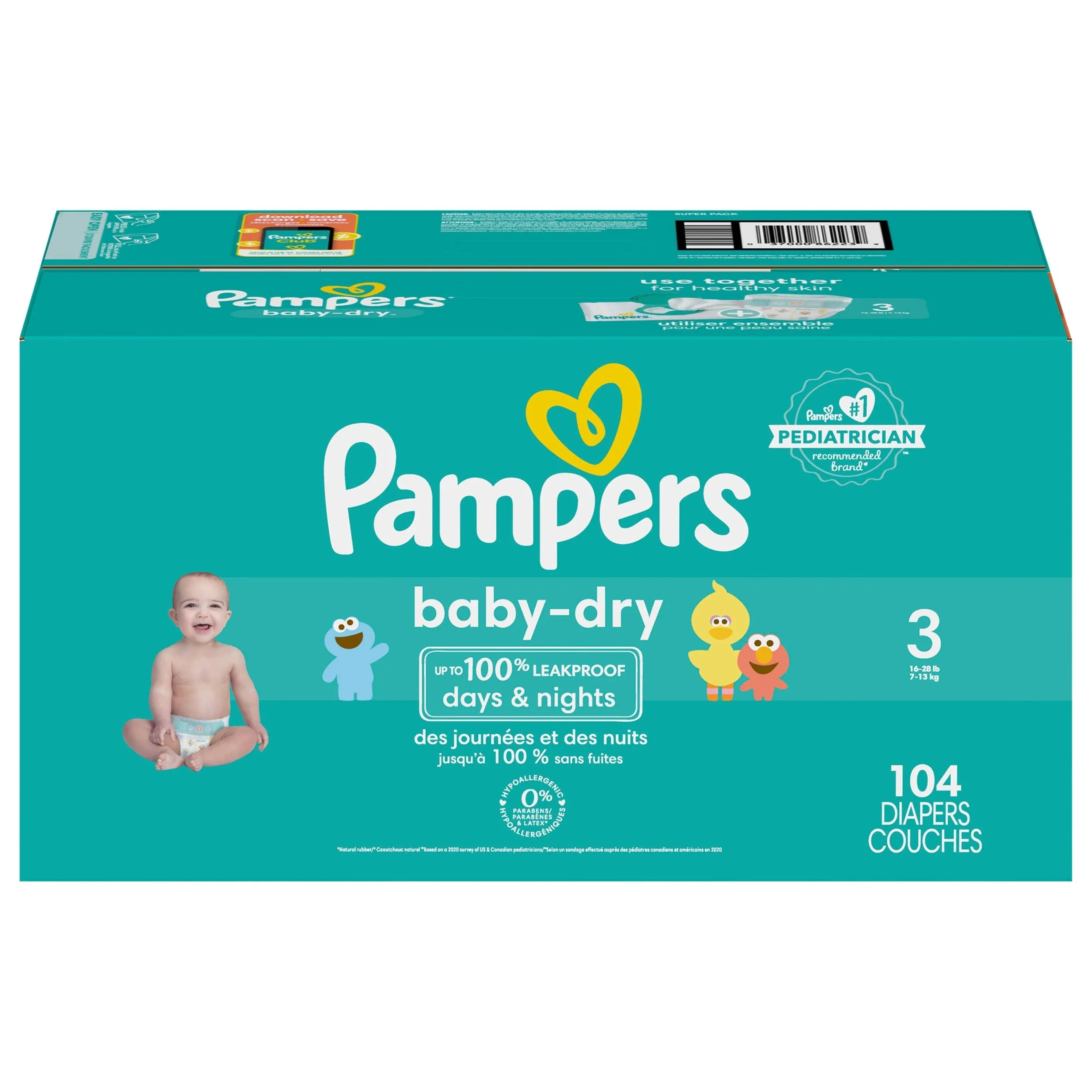 Pampers Baby-Dry Size 3 Diapers 104 ct Box