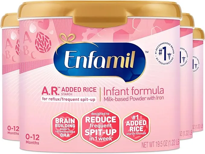 Enfamil A.R. Infant Formula, Clinically Proven to Reduce Reflux & Spit-Up in 1 Week, with Iron, DHA for Brain Development, Probiotics to Support Digestive & Immune Health, Powder Tub, 19.5 Oz