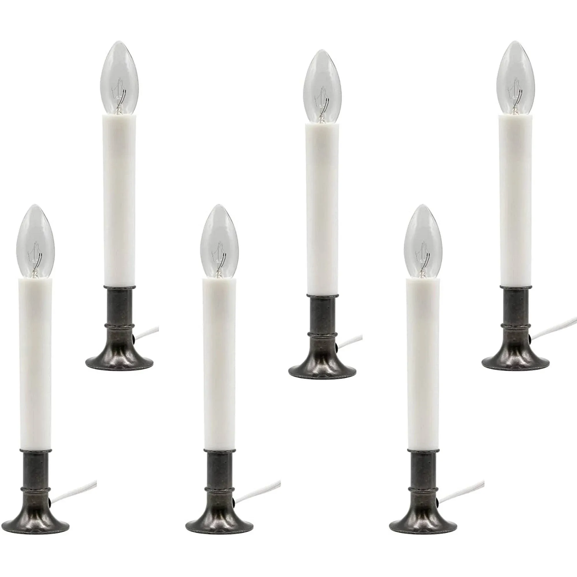 Creative Hobbies Electric Window Candle Lamps with Pewter Plated Base & Dusk-to ...