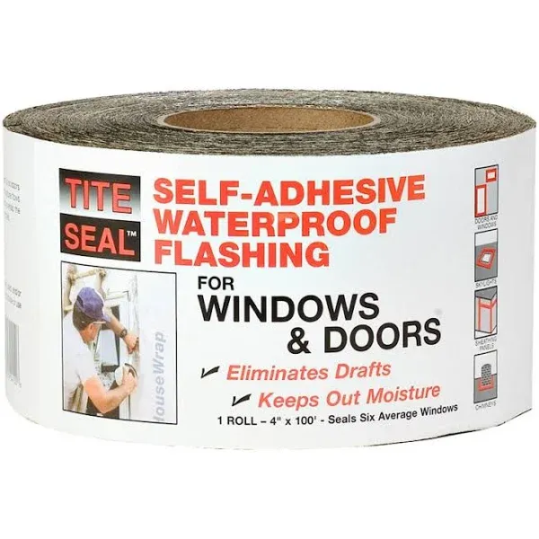 TITE Seal TS4100 Self-Adhesive Waterproof Flashing, 4" x 100'