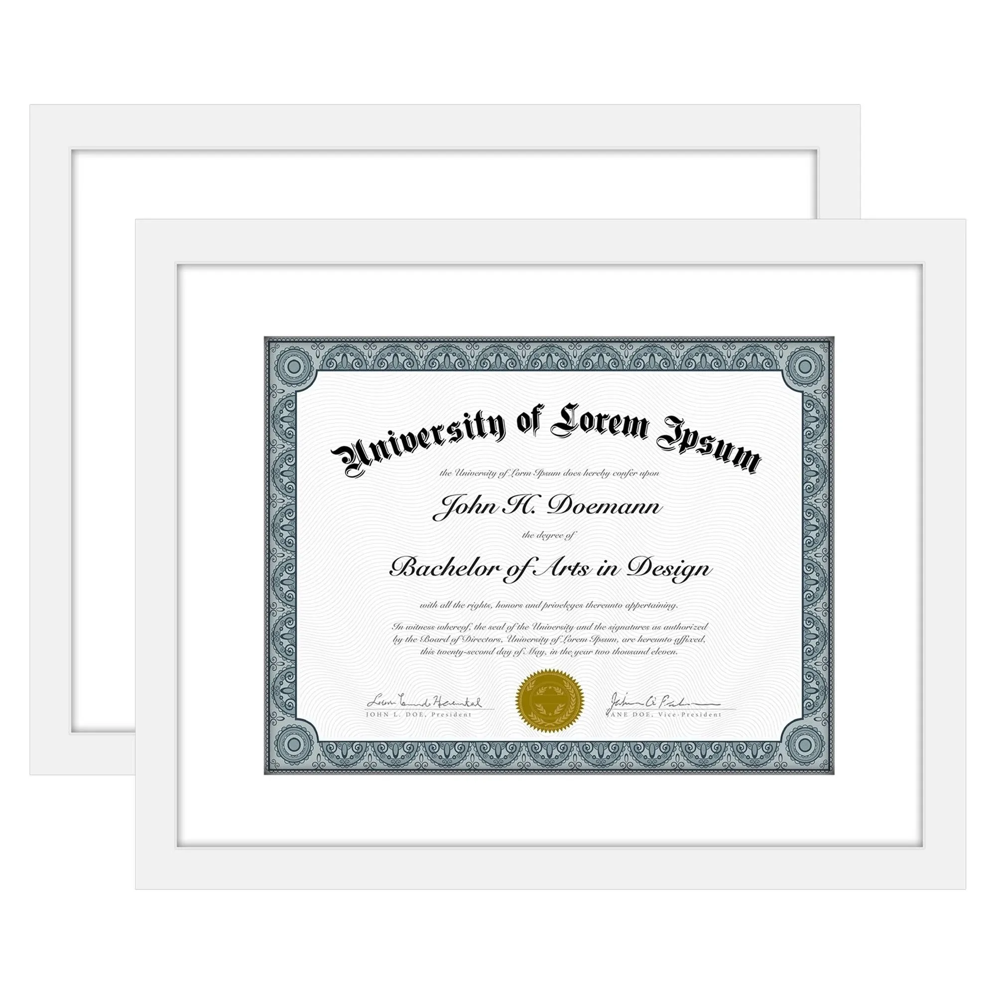 Americanflat 11x14 Diploma Frame Displays 8.5x11 Diplomas with Mat or 11x14 Inch Without Mat