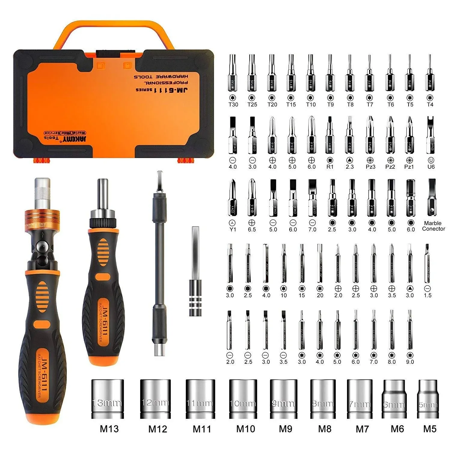 JAKEMY Home Rotatable Ratchet Screwdriver Set. 69 in 1 Household Repair Toolkit.