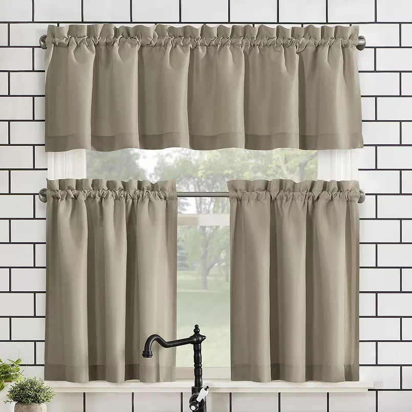 No. 918 Martine Microfiber Semi-Sheer Rod Pocket Kitchen Curtain Valance and Tiers Set, 54" x 36", WhiteNo. 918 Martine Microfiber Semi-Sheer Rod Pocket Kitc…