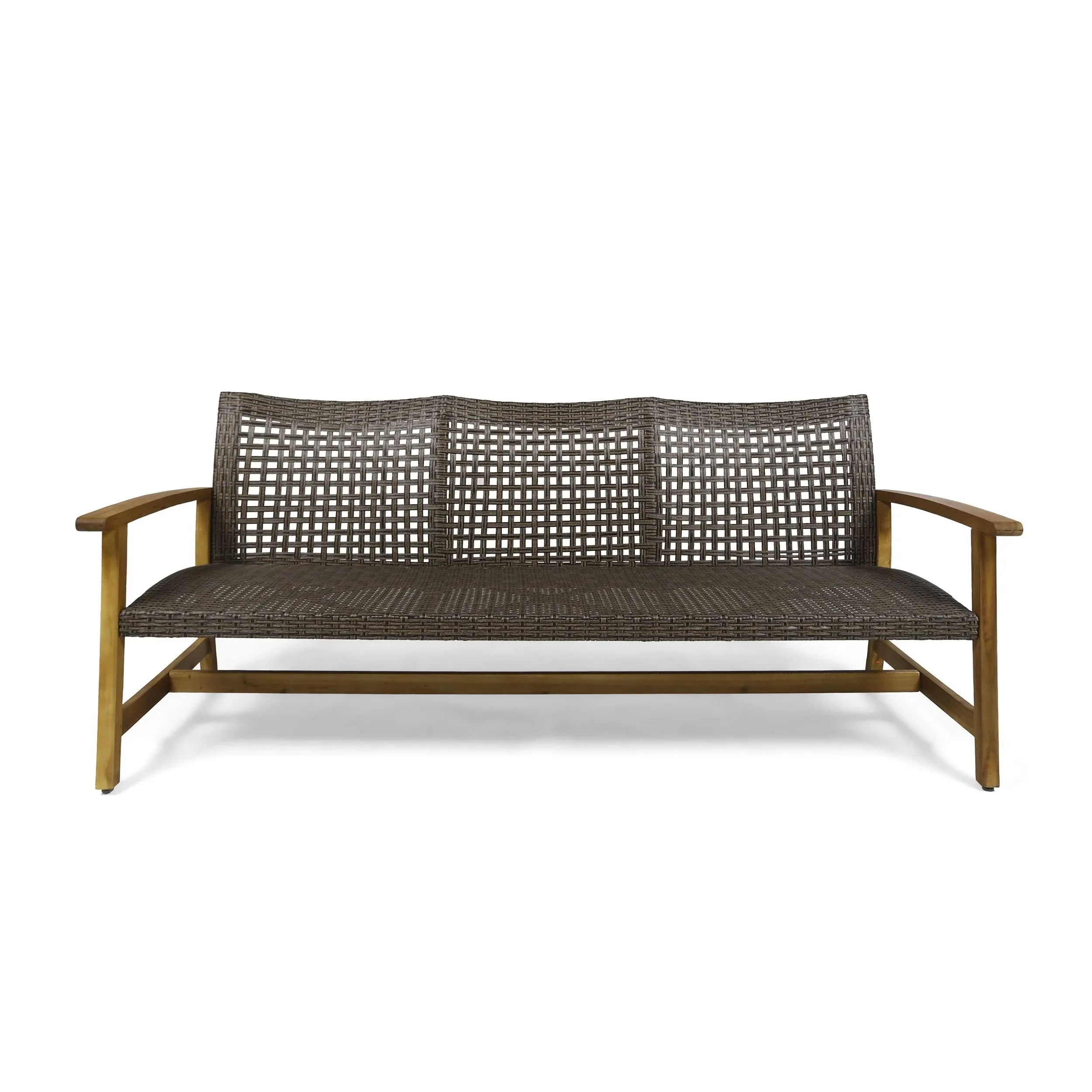 Marcia Outdoor Wood and Wicker Sofa - Mocha / Natural