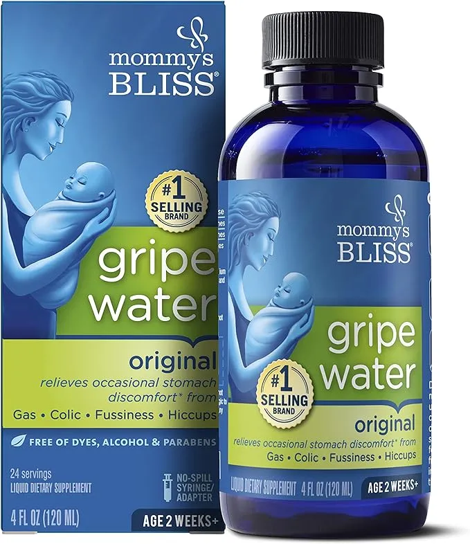 Mommy's Bliss Gripe Water Original, Infant Gas & Colic Relief, Gentle & Safe, 2 Weeks+, 4 Fl Oz (Pack of 1)