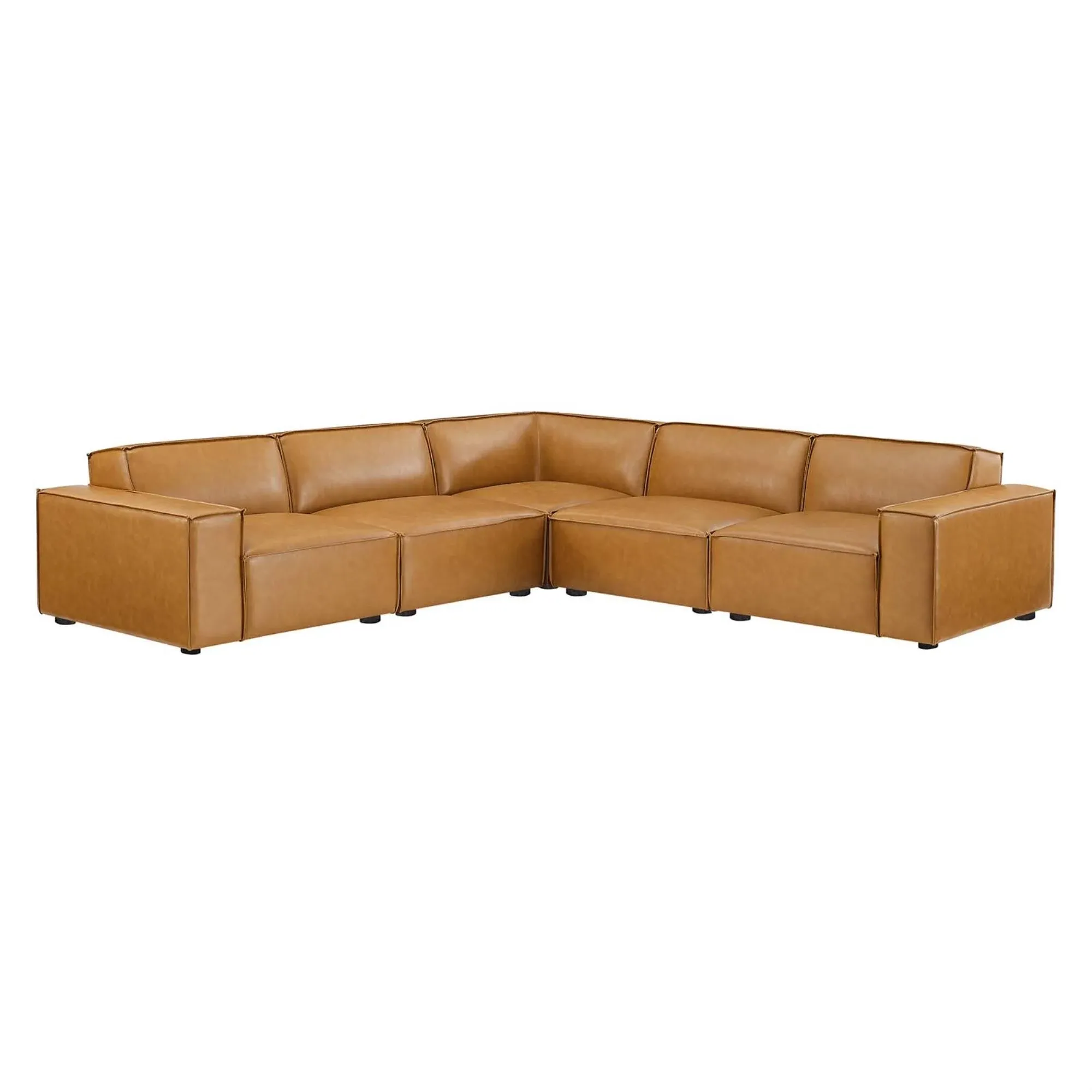 Restore 5-Piece Vegan Leather Sectional Sofa | Corner Chair + Armless Chair + Left/Right Arm Chairs