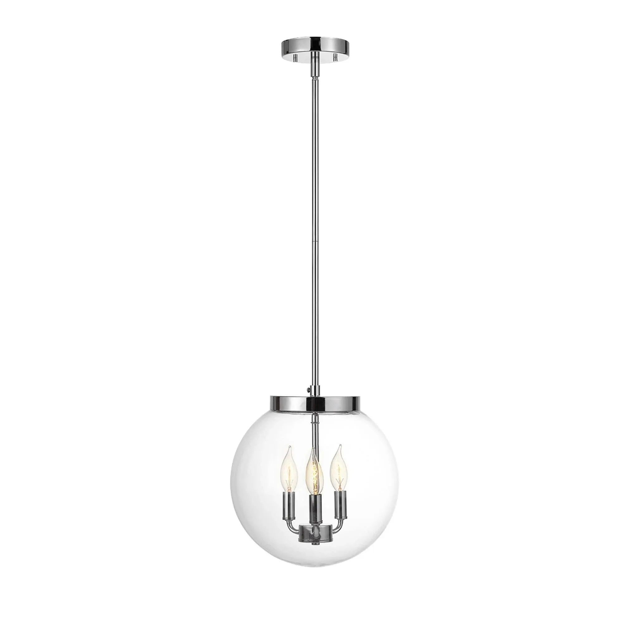 Sevda 3-Light Chrome Chandelier with Clear Glass Shade - Transitional - Chandeliers - by Buildcom | Houzz