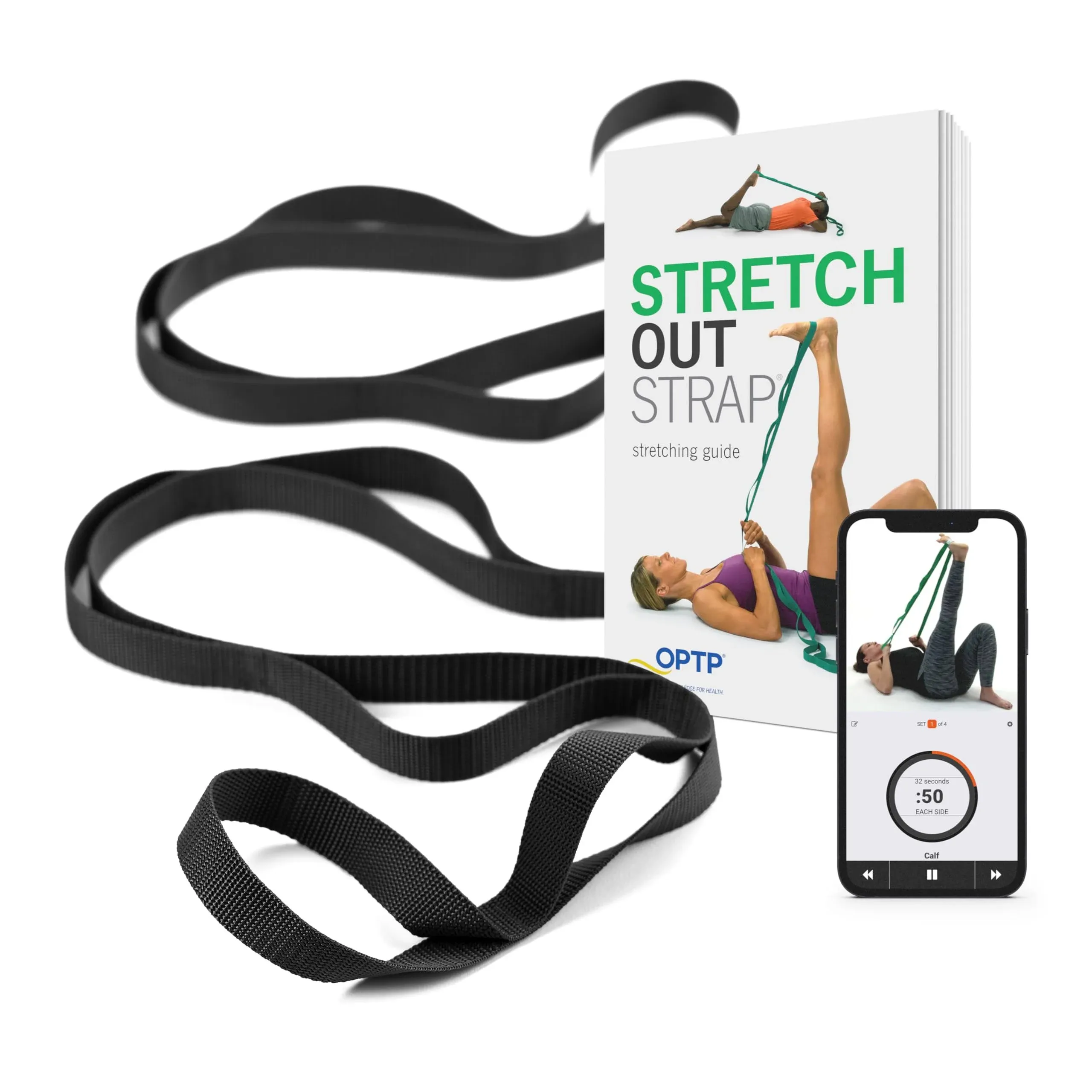 The Original Stretch Out Strap XL with Exercise Book and Video 7&#039;5&#034;, Black 