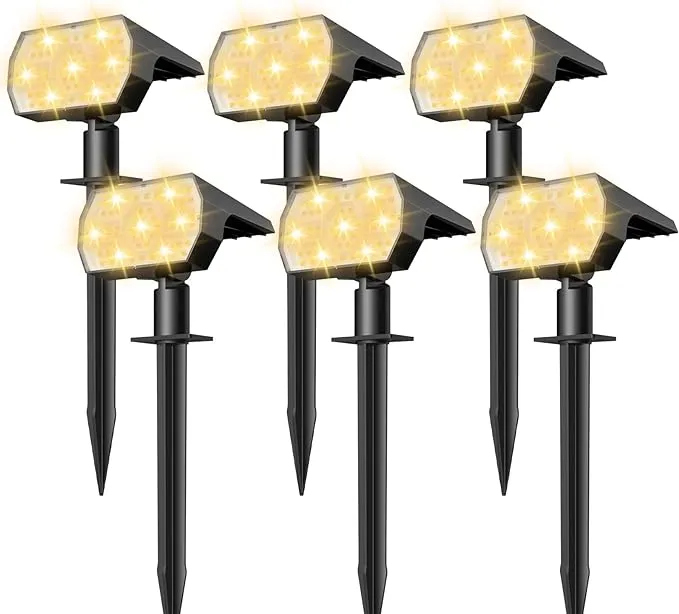 NYMPHY Solar Lights Outdoor Waterproof IP68, 56 LED 3 Lighting Modes Solar Powered Garden Yard Spot Solar Lights for Christmas Outside Landscape- 6 Pack (Warm White)