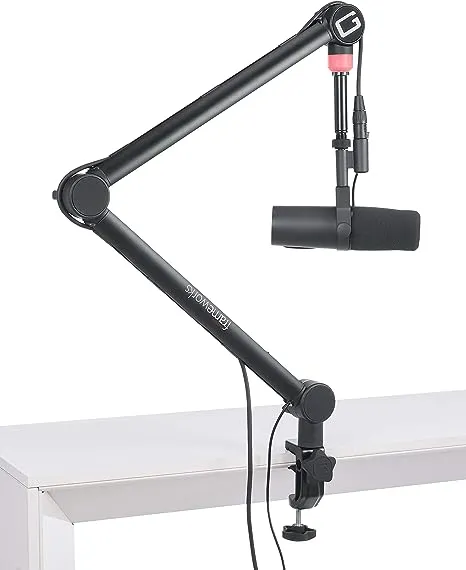 Gator Frameworks Professional Desktop Broadcast/Podcast Microphone Boom Stand with On-Air Indicator Light (GFWMICBCBM4000),Blue,Violet,Red