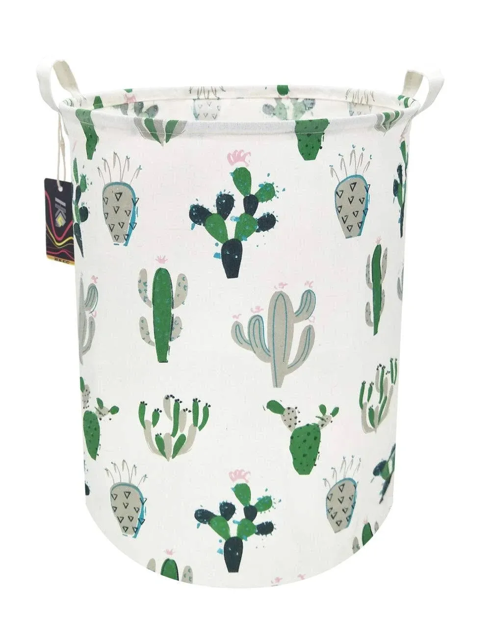 HKEC Green Cactus Laundry Basket,Baby Clothes Hamper for Nursery,Kids Toys Storage Bin,Waterproof Canvas Organizer Basket for Bedroom Decor,Gift