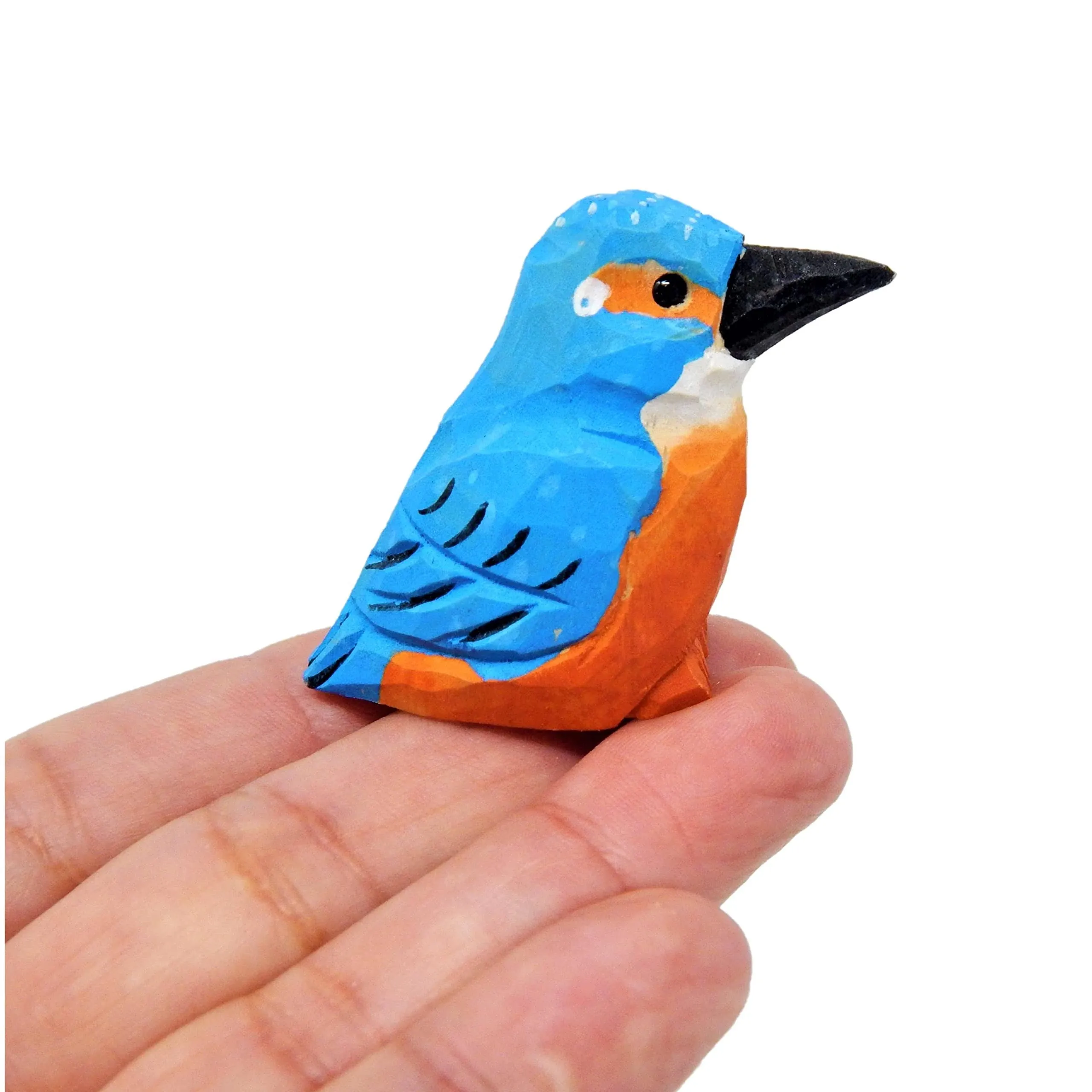 Selsela Kingfisher Wood Figurine Statue Sculpture Ornament Decoration Miniature Bird Art Carve Small Animal