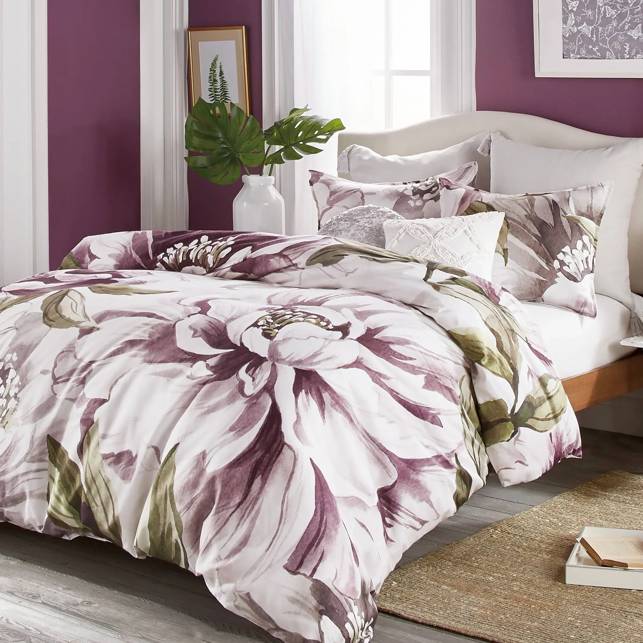 Peri Home 100% Cotton 3-Piece Comforter and Sham Set (Multi Peony Blooms, Full/Queen)