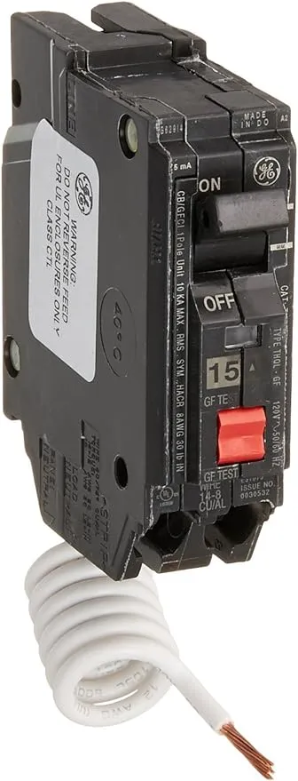 GE Thql1115gftp Single Pole Ground GFCI Breaker 15 Amp