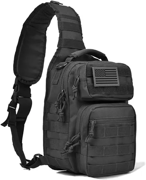 REEBOW GEAR Tactical Sling Backpack Rover Shoulder Sling Pack (Black)