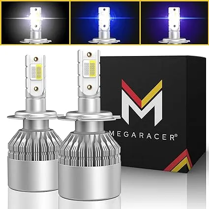 Mega Racer H7 LED Light Bulb, 3 Colors Changing Lights (6000K Diamond White ...