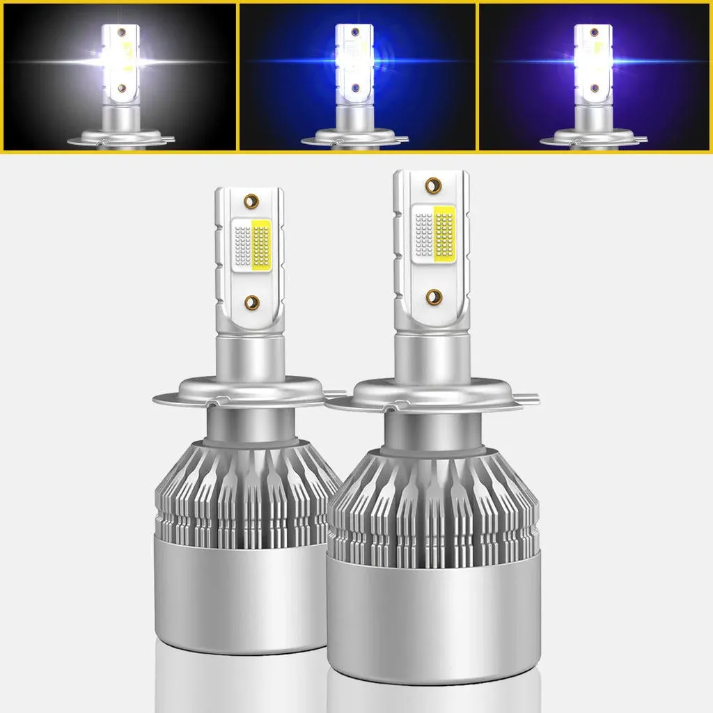 Mega Racer H7 LED Light Bulb, 3 Colors Changing Lights (6000K Diamond White ...