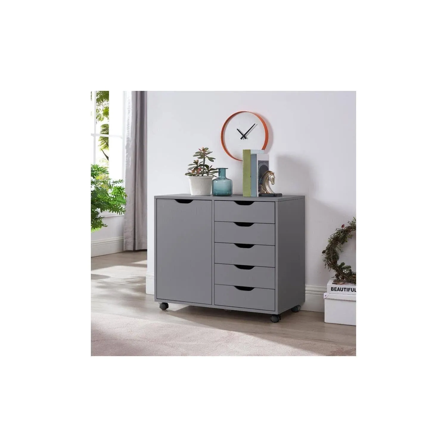 Naomi Home 5 Drawer Dresser, Tall Dressers for Bedroom, Kids Dresser with Wheels ...